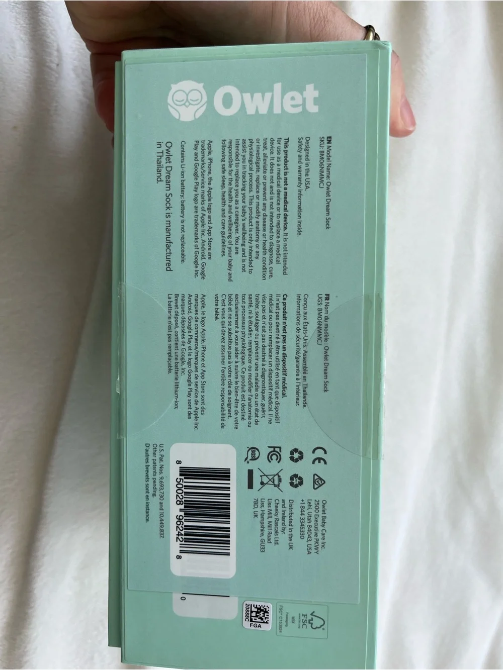 Owlet Dream Sock - Smart Sock Baby Monitor in Mint Green